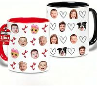 EKAM Personalised Photo Mug 11oz Ceramic Coffee Mug Custom Face Mug with Multiple Face Upload Design Funny Personalised Tea Cup Gift for Family Friends Couples Birthday Christmas