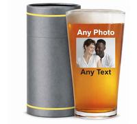 EKAM Personalised Printed Photo Pint Beer Glass - Customised with Any Image, Text or Logo - 17oz/500ml - Fun Gift for Father’s Birthdays, Christmas, Best Friend, Graduation, Groomsman - Color Printed