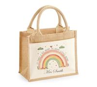 EKAM Personalised Teacher Bag with Name, Personalised Work, Lunch Bag, Custom Jute Tote Bag, Teacher Gift, Thank You Gift, Teaching Assistant Present