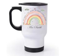 EKAM Personalised Teacher Travel Mug “It Takes a Big Heart to Shape Little Minds” End of School Year Teacher Gift Customise with Teacher’s Name - 14oz Stainless Steel Travel Mug Gift for Teachers