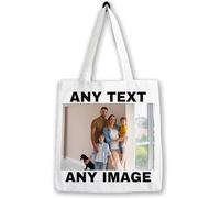 EKAM Personalised Tote Bag, Customised with Your Text, Photo or Logo - Shopping Bag 100% Cotton - Custom Gift Bag, Ideal for Business Birthday Hen Party, Eco-Friendly and Reusable