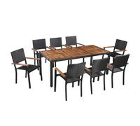 ekani outdoor 9 piece poly rattan dining set in brown and black
