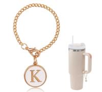 Ekarley Letter Charm Accessories For Stanley Cup,Gold Initial Chain Water Bottle Name Id Charms for Tumbler,Yeti, Simple Modern Cups Handle, K, Aluminum, No Gemstone