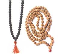 Ekatmane Original Rudraksha mala and Karungali Malai Combo 108+1 Beads with lab Certificate for Wearing and japa.