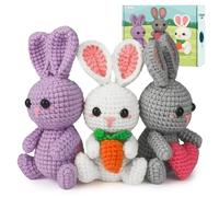 ekaus Crochet Kit for Beginners, Crochet Kit with Step by Step Video Tutorials, Crochet Accessories for Adults and Kids, Crochet Rabbits (45%+Yarn)