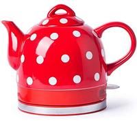 EKAYG Kettles Ceramic Electric Kettle Cordless Water Teapot, Teapot-Retro Jug, 1000W Water Fast for Tea, Coffee, Soup, Removable Base, Automatic Power Off,for Hotel and Home/Red