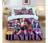 EKBFPOT K Pop Demon Hunter Double Size Duvet Cover Sets Soft Printed Bedding Set Brushed Microfiber Duvet Covers with Pillowcases Kpop Demon Hunters 200x200 CM Anime 25