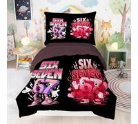 EKBFPOT Kids Meme 67 Single Size Duvet Cover Sets Soft Printed Bedding Set Brushed Microfiber Duvet Covers with Pillowcases roblox Six Seven 6 7 135x200 CM Italian Brainrot 62