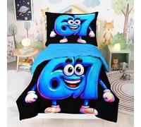EKBFPOT Kids Meme 67 Single Size Duvet Cover Sets Soft Printed Bedding Set Brushed Microfiber Duvet Covers with Pillowcases roblox Six Seven 6 7 135x200 CM Italian Brainrot 66