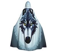 EkcoS Fierce Wolf Head Men's/Women's Halloween Costume Cape Hooded Cloak, Adult Role Play Robe Cloak, Party Decoration Cape, Fierce Wolf Head, One size