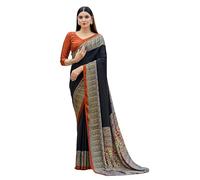 EKDAM AESTHETIC Indian Woman Printed Chiffon Fancy Sari Blouse Women Girls Saree (4)