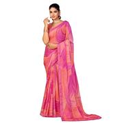EKDAM AESTHETIC Indian Woman's Casual Chiffon Banarsi Border Printed Sari Saree EA197 (6)