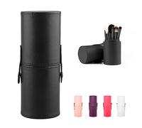 EKdirect Large Makeup Brush Holder Leather Travel Portable Brushes Storage Case (Black)