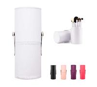 EKdirect Makeup Brush Holder Leather Travel Portable Brushes Storage Case (White)