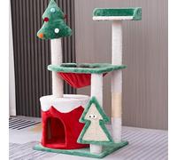 EKDJSN Cat Tower, with Sisal Scratching Board, Warm Cat Bed, Thick Plush Fabric, Multi-layer Cat Climbing Frame Optional, Easy to Assemble, Red+green(35.4in/90cm)