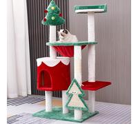 EKDJSN Cat Tower, with Sisal Scratching Board, Warm Cat Bed, Thick Plush Fabric, Multi-layer Cat Climbing Frame Optional, Easy to Assemble, Red+green(43.3in/110cm)