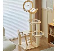 EKDJSN Cat Tree, Fun Hanging Ball Half-moon Design, Double-layer Reinforced Space Capsule Design, with Plush Hanging Ball, Guardrail, Ladder and Hammock