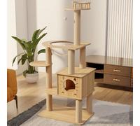 EKDJSN Tree Tower, Triangular Tower Structure Design, with a Large Cat House, 360° Space Capsule, Plush Hanging Ball and Thick Sisal Column, Easy to Install(49.2in/125cm)
