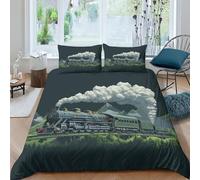 EKDKERBDI Steam Train Duvet Cover Set 3 PCS Hotel Quality Quilt Cover Bed Sets Bed Covers with Pillowcases with Zipper Closure Hypoallergenic Soft Breathable Microfiber Double(200x200cm)