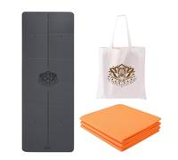 EKE Foldable PU+TPE Yoga Mat 5mm Thickness, Standard Size, Foldable, Lightweight and Portable, Ideal for Yoga, Pilates, Fitness, Sports, Training (Lotus center line)
