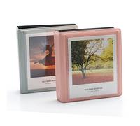 EKEDAC 2 Pack 33 Pockets Photo Album for Polaroid Instant Camera,Suit for 3.5 in x 4.25 in Photos,PVC Material and Water Resistant (Pink+Grey, 2)