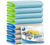 Ekedalen 8X Microfiber Cleaning Cloth, Glass Window Mirror Cloth for Streak Free Lint Free Magic Shiny Polishing Buffing, Dish Cloth for Washing Drying Home Kitchen Bathroom Car, Fishscale Tea Towel