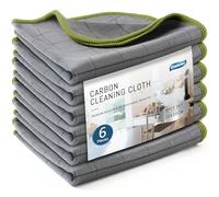 Ekedalen Carbon Microfiber Cleaning Cloth, Glass Window Mirror Cloth for Streak Free Lint Free Magic Shiny Polishing Buffing, Dish Cloth for Washing Drying Kitchen Home Bathroom Car, 400 GSM Tea Towel