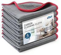 Ekedalen Carbon Microfiber Cleaning Cloth, Glass Window Mirror Cloth for Streak Free Lint Free Magic Shiny Polishing Buffing, Dish Cloth for Washing Drying Home Kitchen Car Bathroom, 400 GSM Tea Towel