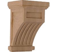 Ekena COR04X04X07FLRW W x 4 1/4" D x 7" H Fluted Corbel, Rubberwood, Rubber Wood
