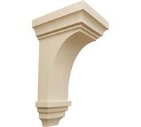 Ekena CORW05X05X10JERW 3/4" Medium Jefferson Corbel, Rubberwood, Rubber Wood, 5-in. W x 5.75-in. D x 10-in. H