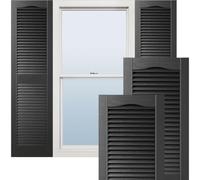 Ekena Millwork Lifetime Vinyl LL1S12X03100BL Standard Cathedral Top Center Mullion, Open Louver Vinyl Shutters, w/Installation Shutter-Lok's & Matching Screws (Per Pair), 12"W x 31"H, Black