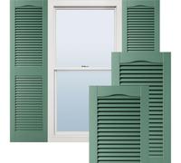 Ekena Millwork Lifetime Vinyl LL1S12X06700FG Standard Cathedral Top Center Mullion, Open Louver Vinyl Shutters, w/Installation Shutter-Lok's & Matching Screws (Per Pair), 12"W x 67"H, Forest Green