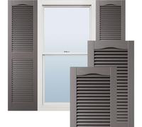 Ekena Millwork Lifetime Vinyl LL1S14X04300MS Standard Cathedral Top Center Mullion, Open Louver Vinyl Shutters, w/Installation Shutter-Lok's & Matching Screws (Per Pair), 14 1/2'W x 43'H, Musket Brown