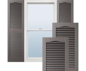 Ekena Millwork Lifetime Vinyl LL1S14X04300MS Standard Cathedral Top Center Mullion, Open Louver Vinyl Shutters, w/Installation Shutter-Lok's & Matching Screws (Per Pair), 14 1/2'W x 43'H, Musket Brown