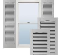 Ekena Millwork Lifetime Vinyl LL1S14X04300PG Standard Cathedral Top Center Mullion, Open Louver Vinyl Shutters, w/Installation Shutter-Lok's & Matching Screws (Per Pair), 14 1/2"W x 43"H, Paintable
