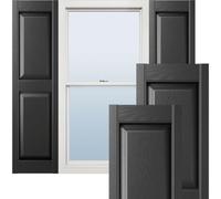 Ekena Millwork Lifetime Vinyl LP2S14X04300BL Standard Two Equal Panel Vinyls, Raised Panel Vinyl Shutters, w/Installation Shutter-Lok's & Matching Screws (Per Pair), 14 3/4"W x 43"H, Black