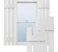 Ekena Millwork Lifetime Vinyl LS3S12X04700WH Standard Three Board Spaced, Board-n-Batten Vinyl Shutters, w/Installation Shutter-Lok's & Matching Screws (Per Pair), 12"W x 47"H, White