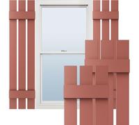 Ekena Millwork Lifetime Vinyl LS3S12X05100RD Standard Three Board Spaced, Board-n-Batten Vinyl Shutters, w/Installation Shutter-Lok's & Matching Screws (Per Pair), 12"W x 51"H, Burgundy Red