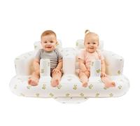 EKEPE Baby Inflatable Seat for Twins Babies 3 Month and Up, Side-by-Side Double Inflatable Floor Chair for Sitting Up with Built in Air Pump, Blow Up Baby Chair for Infants - Twins Bear