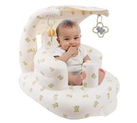 EKEPE Inflatable Baby Chair with Canopy and Sensory Ornament, Inflatable Baby Seat for Babies 3 Months & Up Sitting Up, Blow Up Infant Floor Seat with Built in Air Pump (Bear)