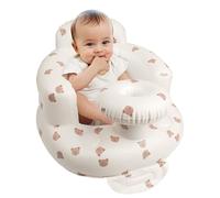 EKEPE Inflatable Baby Chair with Tray for Babies 3 Months & Up, Blow Up Baby Seat with Built in Air Pump, Sit Me Up Floor Baby Seats for Infants for Sitting Up - Bear Head with Tray