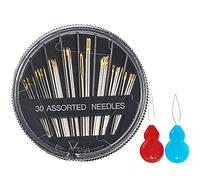 Eketirry Premium Hand Sewing Needles，30-Count Assorted Needles for Sewing Repair, 6 Different Sizes Sewing Needles with 2 Threaders (Black,1)