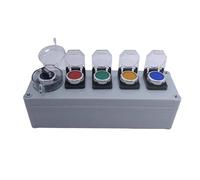 EKFBQBGW 5P Knob Reset Push Button Rotary Switch Control Box With Cover Momentary Reset Start Stop NO NC EKFBQBGW