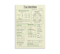 EKFBQBGW Advanced Math Poster Trigonometry Formulas Unit Circle Chart Reference Guide for College High School Study Room Decor Framed,12X18inch(30X45cm)