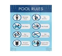 EKFBQBGW Backyard Pool Rules Sign First Swimming Poster for with Clear Instructions No Diving Running or Glass Waterproof Vinyl Sticker Framed,08X12inch(20X30cm)