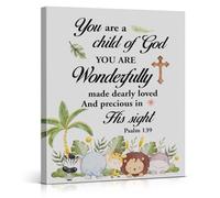 EKFBQBGW Baptism Keepsake Canvas Wall-Art Psalm 139 Print Christening Gift for Godchild Nursery Decor Room Toddler Bedroom Religious Art Unframed,16x24inch(40x60cm)