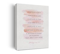 EKFBQBGW Bible Verse Philippians 4:8 Canvas Art, Whatever is True Whatever is Noble, Ready to Hang Wall Painting for Bedroom Office Living Room Framed,08x12inch(20x30cm)