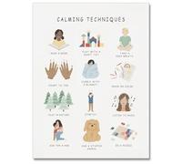 EKFBQBGW Boho Rainbow Emotions Chart Poster Set - Self-Regulation Tools for Calming Corner, Special Education, Therapy Room, or Homeschool Decor Framed,08x12inch(20x30cm)