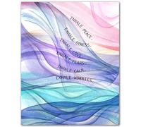 EKFBQBGW Breathe in Calm Waves Poster - Mindfulness Watercolor Art for Multiple Spaces, Office, Therapy Room, Yoga Studio & Home Decor Framed,08x12inch(20x30cm)