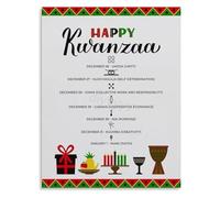 EKFBQBGW Celebrate Kwanzaa Poster The 7 Principles Nguzo Saba Meaning and Values Educational Wall Decor Unframed,08x12inch(20x30cm)